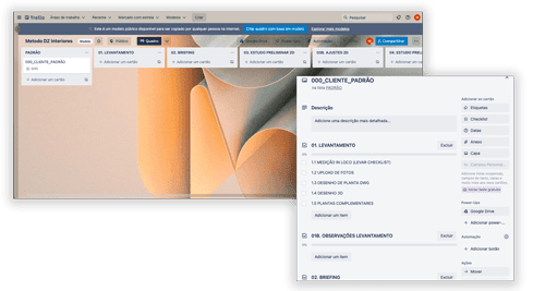 Trello com todo atendimento do cliente